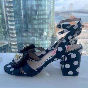 Betsy Johnson Art Deco Polka Dot Block Heels